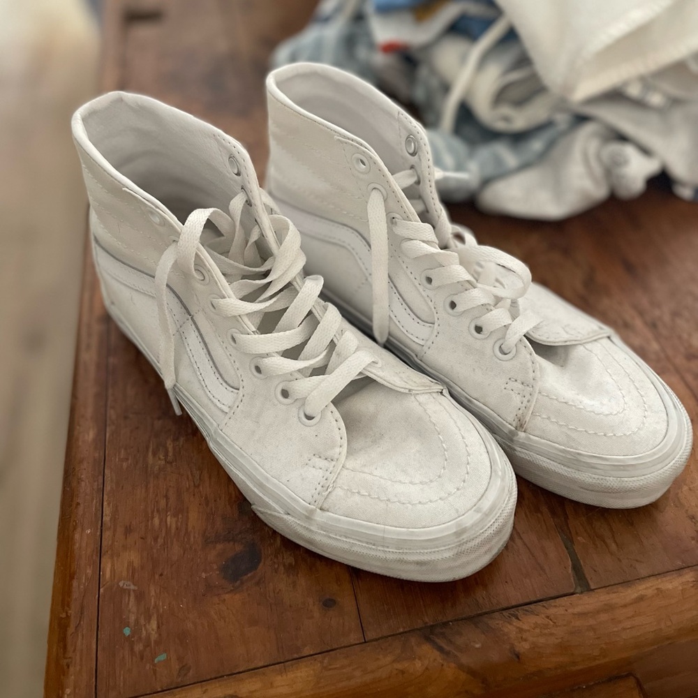 Vans Old Skool Sk8-Hi Classic White High-Top Canvas Sneakers